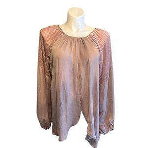 Suzanne Betro Blush Pink  Long Sleeve Open Oversized Coverup Plus Size Large